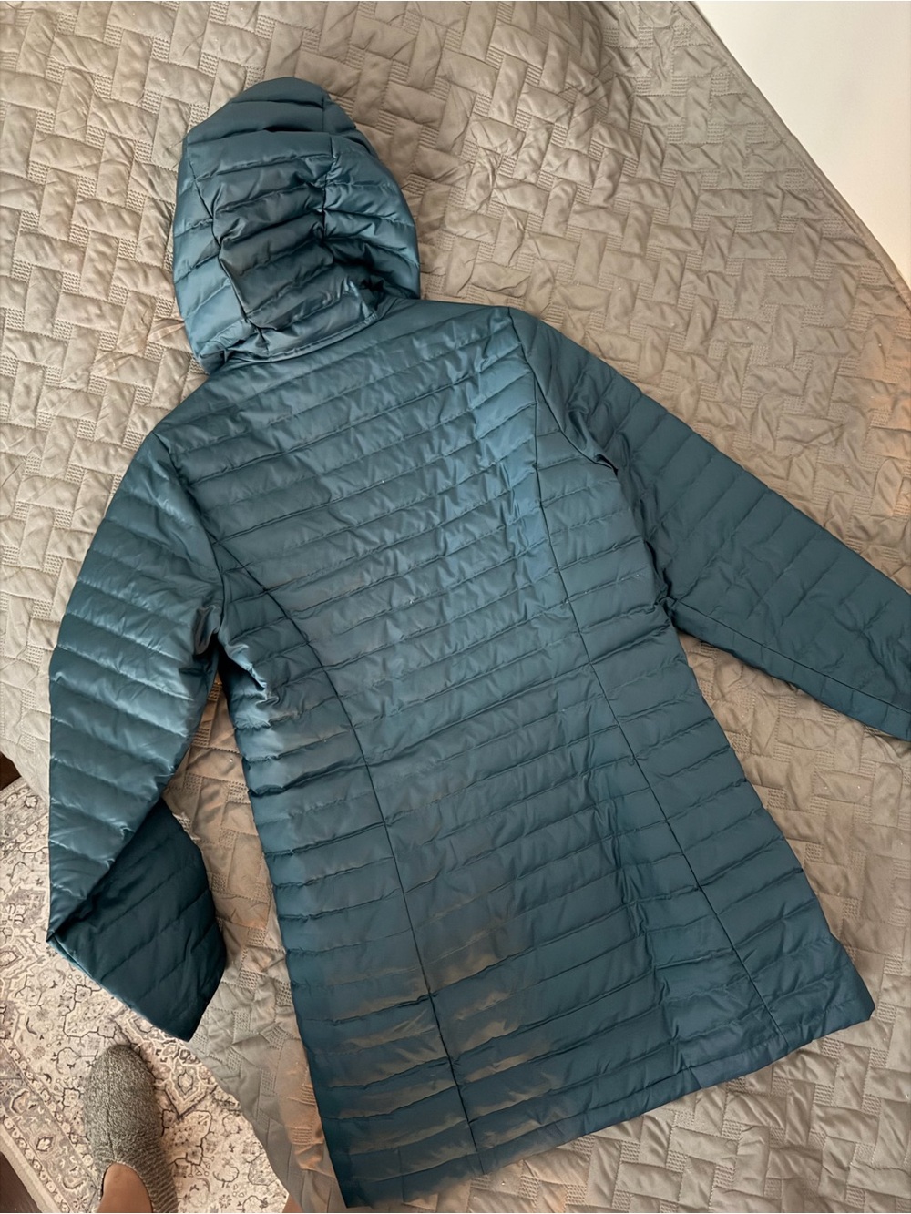 Eddie Bauer Teal Hooded Packable Quilted Puffer Coat - Picture 3 of 7